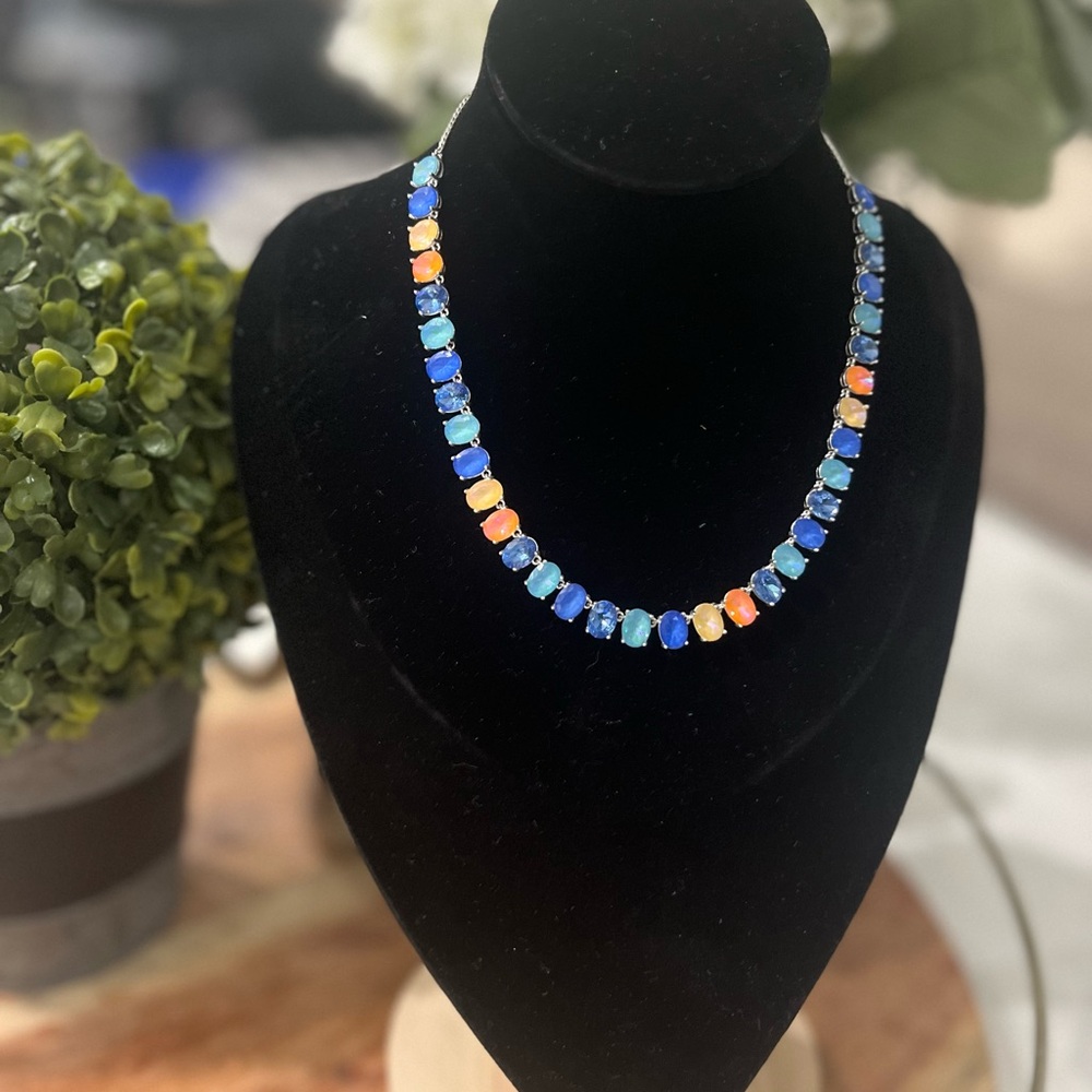 JEWEL CANDY • Bomb Party Vibrant Blue and Orange Gemstone Necklace